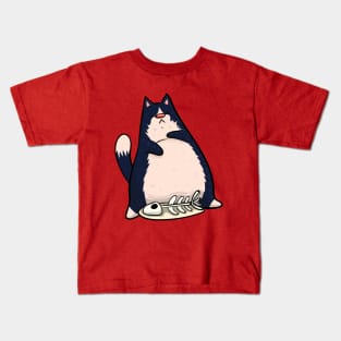 Black and White Lazy Cat Kids T-Shirt